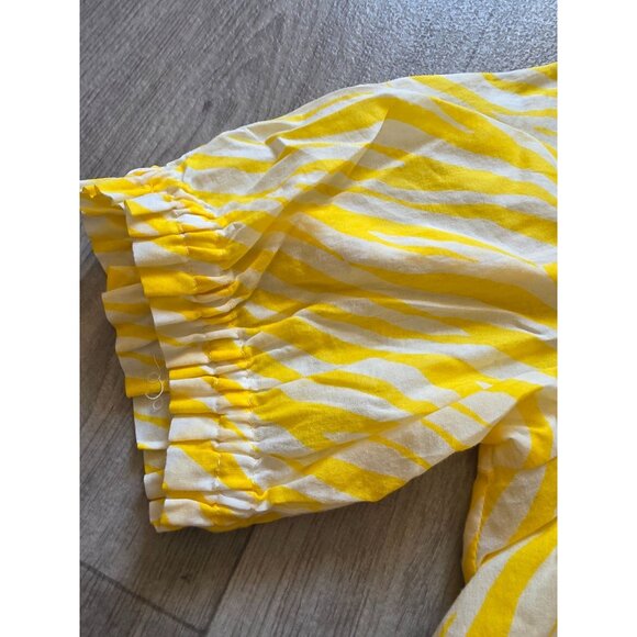 Talbots Petite Yellow & White Zebra Print Cotton Blouse Sp - Picture 4 of 8